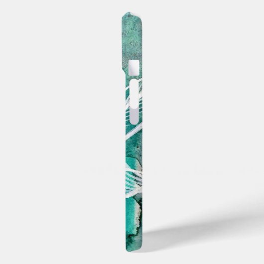 Türkisblau & Aquamarin Moderne botanische Wasserfa Case-Mate iPhone Hülle (Rückseite / Links)