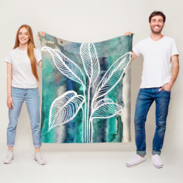 Türkisblau & Aquamarin Moderne botanische Wasserfa Fleecedecke
