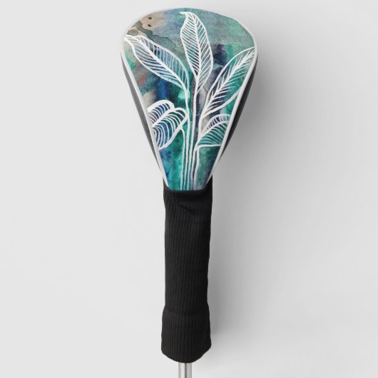 Türkisblau & Aquamarin Moderne botanische Wasserfa Golf Headcover (Vorderseite)