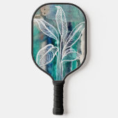 Türkisblau & Aquamarin Moderne botanische Wasserfa Pickleball Schläger (Rückseite)