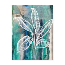 Türkisblau & Aquamarin Moderne botanische Wasserfa