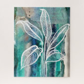 Türkisblau & Aquamarin Moderne botanische Wasserfa Puzzle (Vertikal)