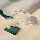 Türkisblau & Aquamarin Moderne botanische Wasserfa Puzzle (Seite)