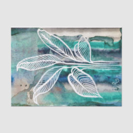 Türkisblau & Aquamarin Moderne botanische Wasserfa Seidenpapier