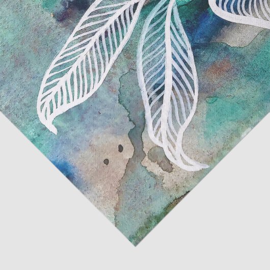 Türkisblau & Aquamarin Moderne botanische Wasserfa Seidenpapier (Ausschnitt)