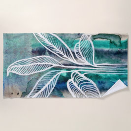 Türkisblau & Aquamarin Moderne botanische Wasserfa Strandtuch