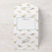 Türkisblau - Aquamarine und goldene blumenreiche H All In One Einladung (Außenbereich)