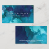 Türkisblau-Aquarell des Makes-up modernes schickes Visitenkarte (Vorne/Hinten)