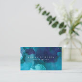 Türkisblau-Aquarell des Makes-up modernes schickes Visitenkarte (Stehend Vorderseite)