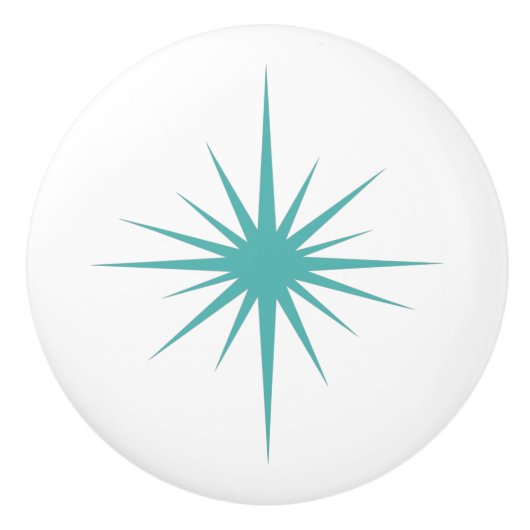 Türkisblau Atomische Sternexplosion Mitte des Jahr Keramikknauf (Vorderseite)