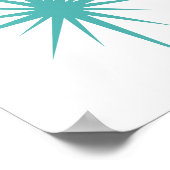 Türkisblau Atomische Sternexplosion Mitte Jahrhund Poster (Ecke)