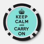 Türkisblau behalte Ruhe und geht weiter Pokerchips (Rückseite)