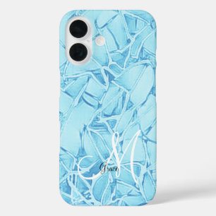 Türkisblau bis Monogramm iPhone 16 Hülle