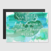 Türkisblau Blau Grün Modernes Abstraktes Wasser Magneteinladung (Vorne/Hinten)