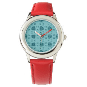 Türkisblau, cool, trendige Blume Armbanduhr