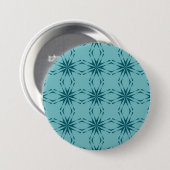 Türkisblau, cool, trendige Blume Button (Vorne & Hinten)