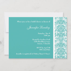 Türkisblau Damask Bridal Dusche Einladung