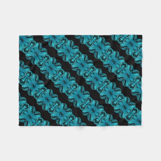 Türkisblau Einzigartiges Muster/Streifen Fleecedecke (Vorderseite (Horizontal))