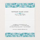Türkisblau Elegant Paisley Lace Visitenkarten (Innenseite Aufgefaltet)