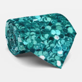 Türkisblau, Funkeln und Glitzer Krawatte (Gerollt)