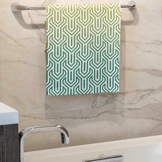 Türkisblau, gelb, Art-Déco-Muster Badhandtuch Set