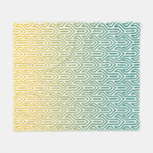 Türkisblau, gelb, Art-Déco-Muster Fleecedecke (Vorderseite (Horizontal))