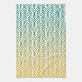 Türkisblau, gelb, Art-Déco-Muster Geschirrtuch (Vertikal)