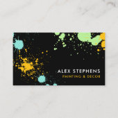 Türkisblau-Gelb-Schwarz-Paint-Spritzer Visitenkarte (Vorderseite)