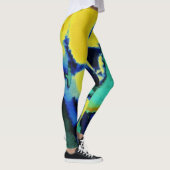 Türkisblau-gelbe Farbe Spritzer Leggings (Rechts)