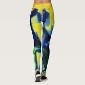 Türkisblau-gelbe Farbe Spritzer Leggings (Rückseite)