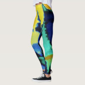 Türkisblau-gelbe Farbe Spritzer Leggings (Links)
