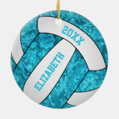 Türkisblau, Girl-Volleyball Keramik Ornament (Hinten)
