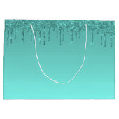 Türkisblau-Glitzer Große Geschenktüte (Rückseite)