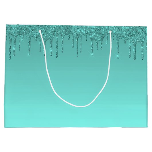 Türkisblau-Glitzer Große Geschenktüte (Rückseite)