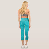 Türkisblau Glitzer und Glitzern Capri Leggings (Rückseite)