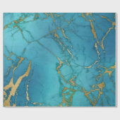 Türkisblau Gold Metallischer Marmorstein Geschenkpapier (Flach)