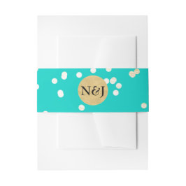 Türkisblau & goldene Shiny Confetti Dots Moderne Einladungsbanderole