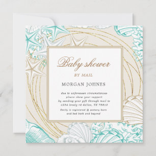 Türkisblau, goldfarbene Babydusche