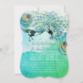 Türkisblau Grün und Kupfer Peacock Feather Einladung (Vorderseite)