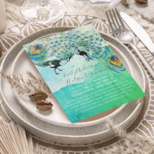 Türkisblau Grün und Kupfer Peacock Feather Einladung