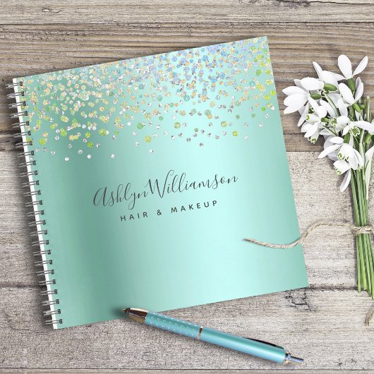 Türkisblau-grüne Haar Salon Make-up Künstler Glam Notizblock