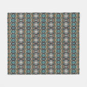 Türkisblau Grüne Taupe Brown Tribal Muster Fleecedecke (Vorderseite (Horizontal))