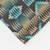 Türkisblau Grüne Taupe Brown Tribal Muster Fleecedecke (Ecke)