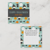 Türkisblau "Happy Halloween" Pattern-Individuelle Mitteilungskarte (Vorne/Hinten)