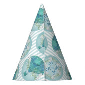 Türkisblau Heißluftballon - Aqua Weiße Streifen Partyhütchen (Rückseite)