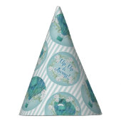 Türkisblau Heißluftballon - Aqua Weiße Streifen Partyhütchen (Rechts)