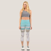 Türkisblau Himmelssee Capri Leggings (Vorderseite)