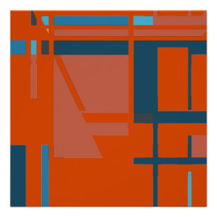 Türkisblau in leuchtendem Orange-MCM-Look Poster