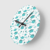 Türkisblau Kochküche Utensia Abstrakt Runde Wanduhr (Winkel)