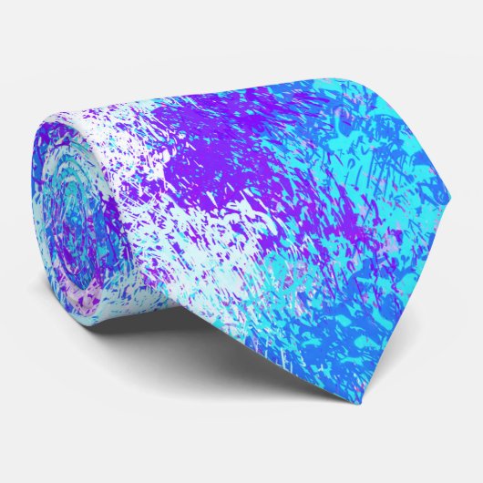 Türkisblau, Lila und weiß Abstrakt Krawatte (Gerollt)